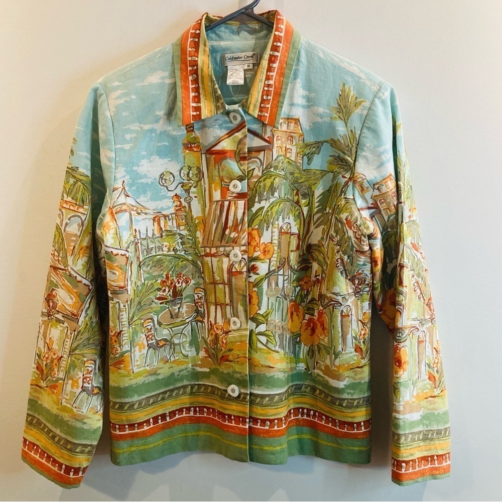 COLDWATER CREEK Sz M Orange Creek Café Scene Lined Blazer Jacket